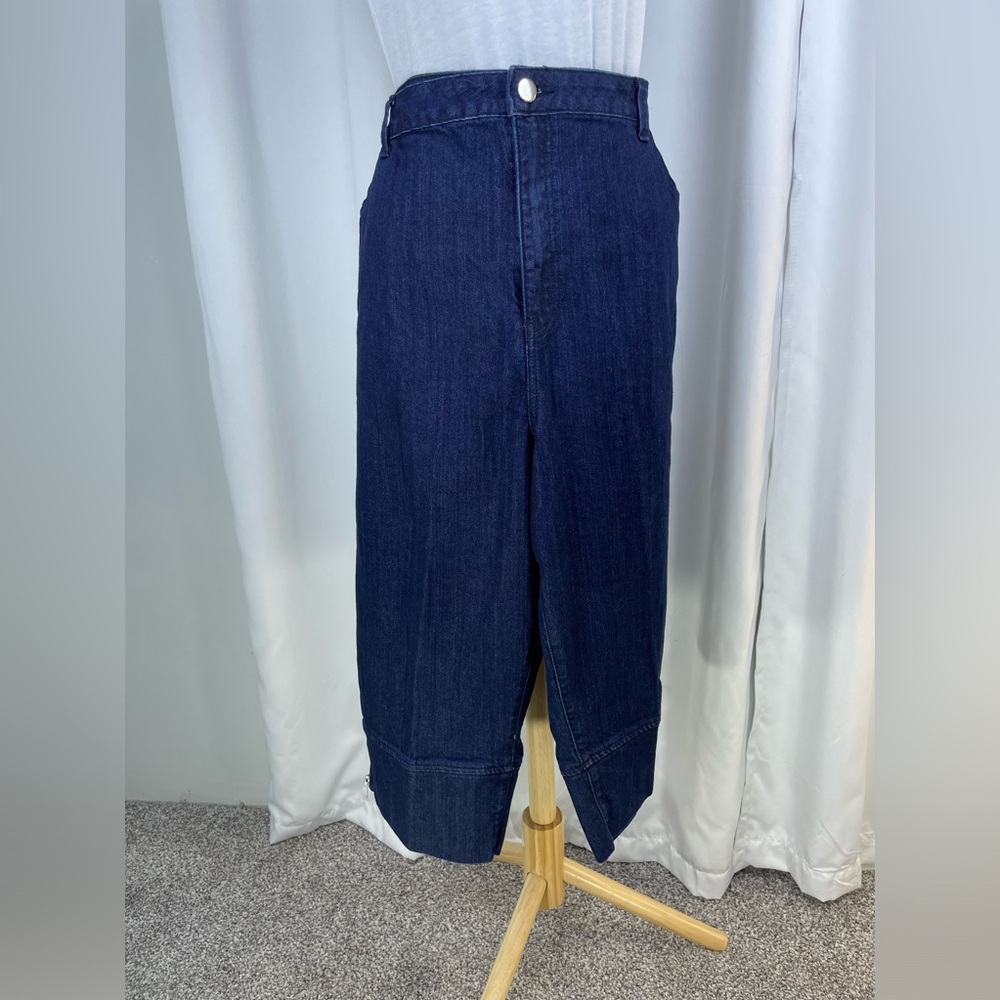 Liz & Me Cropped Stretch Denim Pants Zipper Detail Cotton Polyester Spandex